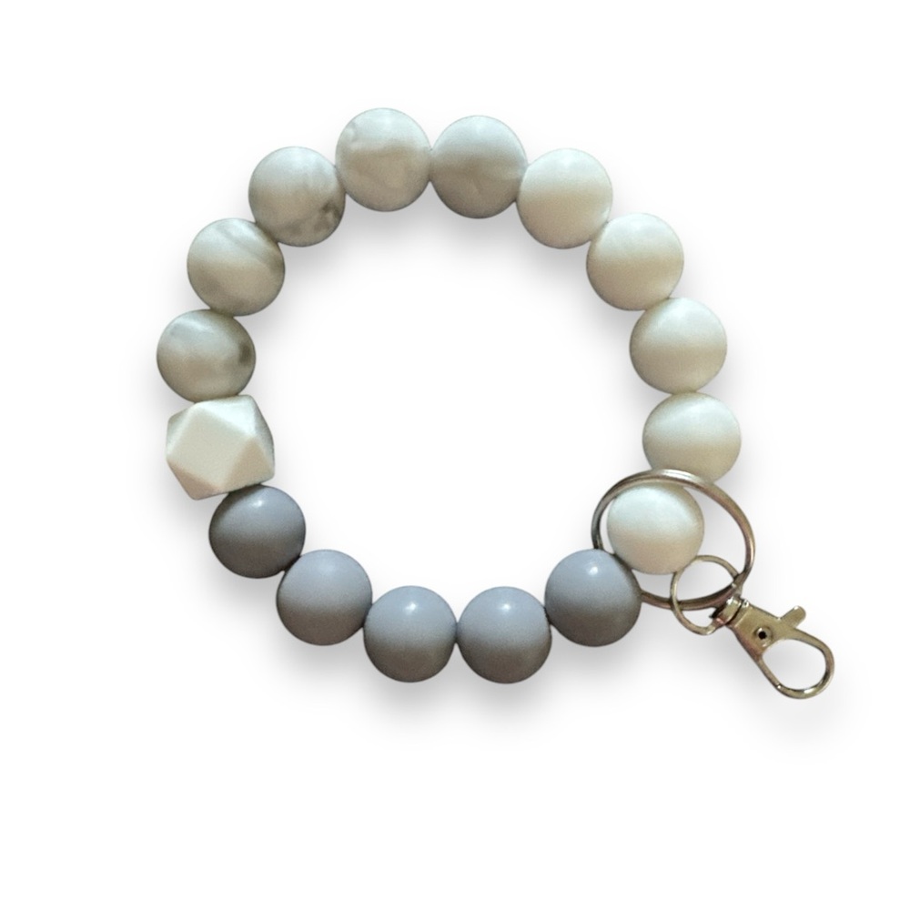 Grey Marble Basic Silicone Wristlet